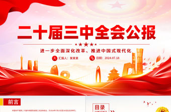 2024黨的二十屆三中全會公報PPT大氣精美學習貫徹三中全會精神黨課課件下載