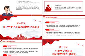 黨的紀律建設百年歷程PPT紅色簡潔黨紀學習教育專題課件