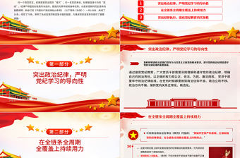 緊握紀律“戒尺”守牢行為“底線”PPT紅色創意黨紀教育專題微黨課