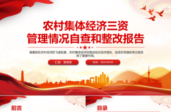 農(nóng)村集體經(jīng)濟(jì)三資管理情況自查和整改報(bào)告PPT模板