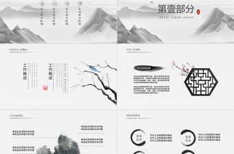 原創水墨山水開場古典藝術中國風ppt模板-版權可商用