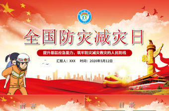 2020黨建風全國防災減災日宣傳PPT模板