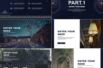 深藍古典中國風國潮通用PPT模板