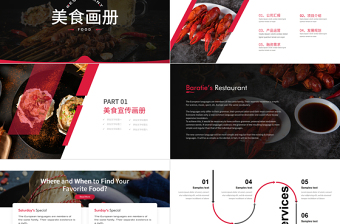 原創(chuàng)時(shí)尚創(chuàng)意美食宣傳畫冊(cè)餐飲行業(yè)招商餐廳加盟PPT模板-版權(quán)可商用