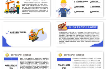 2019年第十八個全國安全生產月清新簡約藍色安全生產月PPT模板