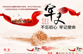 原創(chuàng)精細(xì)解讀建軍節(jié)中國(guó)人民解放軍軍史ppt模板-版權(quán)可商用