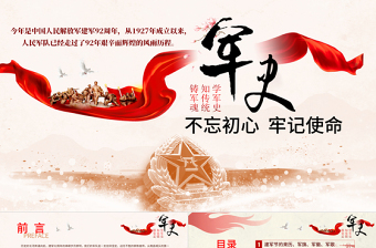 原創(chuàng)精細(xì)解讀建軍節(jié)中國人民解放軍軍史ppt模板-版權(quán)可商用