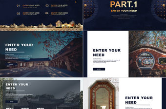 深藍新中式古典大氣地產行業通用PPT模板