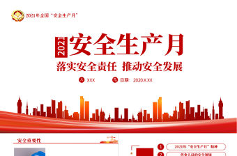 2021極簡風安全生產月落實安全責任推動安全發展宣傳教育PPT模板