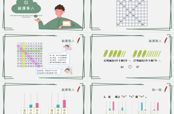 人教版小學一年級數(shù)學下冊第四課：100以內(nèi)數(shù)的認識（二）——數(shù)的順序 比較大?。ê涮捉贪福┱n件PPT