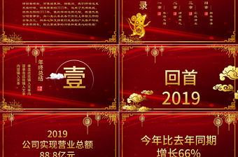 紅色大氣鼠年中式2020年會(huì)主題PPT模板