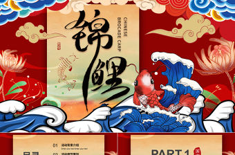 紅色創(chuàng)意簡(jiǎn)約國(guó)潮錦鯉好運(yùn)活動(dòng)策劃PPT模
