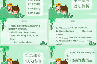 人教版英語課件小學六年級內容型綠色PPT