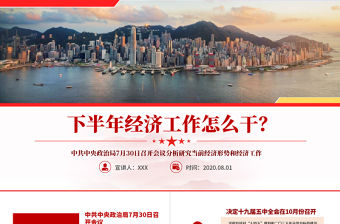 黨政風中共中央政治局會議下半年經(jīng)濟工作怎么干黨課ppt