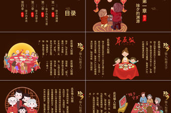 夜色闌珊2021牛年除春節(jié)習(xí)俗之除夕來源PPT模板