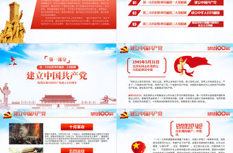 藍色大氣剪紙風從百年歷史看黨的初心和使命七一建黨節建黨100周年黨課PPT