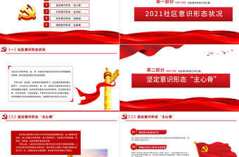 2021社區(qū)意識形態(tài)報告PPT紅色極簡風(fēng)七一建黨節(jié)建黨100周年專題黨課PPT模板