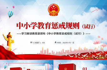 藍色黨建風學習全面教育部頒布解讀中小學教育懲戒規則（試行）ppt