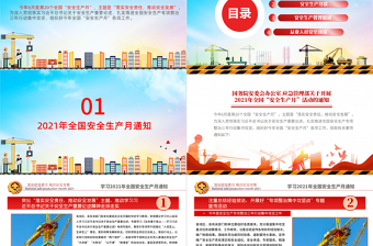 2021全國(guó)安全生產(chǎn)月PPT矢量卡通安全月專題培訓(xùn)課件