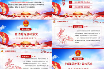 藍色大氣云海學習解讀長江保護法PPT模板