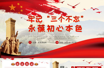 永葆初心本色，必須牢記“三個不忘在“四史”教育中汲取黨性修養的智慧PPT模板-含講稿