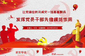 讓黨旗在防汛減災一線高高飄揚 發揮黨員干部先鋒模范作用 PPT模板