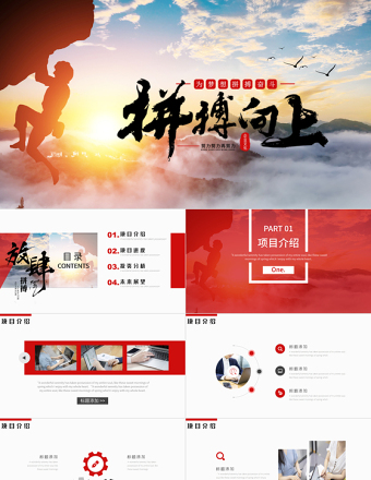 大氣拼搏向上放肆拼搏激勵企業文化宣傳項目介紹PPT模板