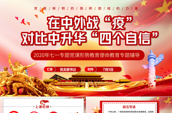七一黨課在中外戰(zhàn)疫對比中升華四個自信PPT模板-含講稿