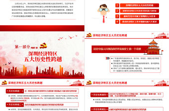 紅色質感地域黨課之深圳經濟特區建立40周年重要講話深圳黨課PPT模板