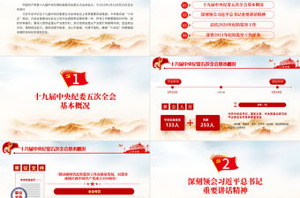 簡潔風十九屆中央紀律檢查委員會第五次全體會議公報PPT