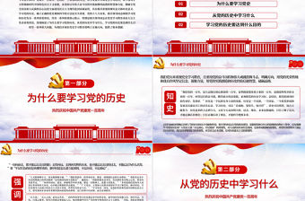 2021黨的歷史是豐富生動的教科書PPT藍色簡約慶祝建黨一百周年主題黨課