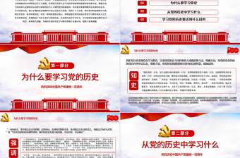 2021黨的歷史是豐富生動的教科書PPT藍色簡約慶祝建黨一百周年主題黨課