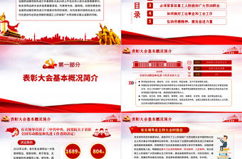 大氣黨政風全國勞動模范和先進工作者表彰大會重要講話弘揚勞模精神PPT