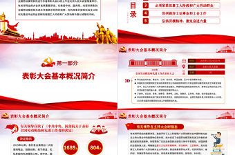 大氣黨政風(fēng)全國(guó)勞動(dòng)模范和先進(jìn)工作者表彰大會(huì)重要講話弘揚(yáng)勞模精神PPT