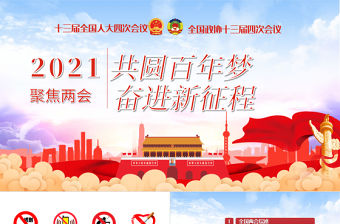 藍色大氣黨建風2021聚焦兩會共圓百年夢奮進新征程PPT