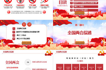 藍色大氣黨建風2021聚焦兩會共圓百年夢奮進新征程PPT