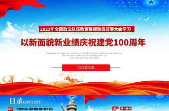 2021全國政法隊伍教育整頓動員大會慶祝建黨100周年PPT
