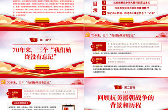 紅色紀(jì)念中國人民志愿軍抗美援朝出國作戰(zhàn)70周年P(guān)PT