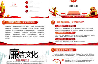 2021紀檢監察廉政廉潔黨課PPT紅色提高黨性修養堅定理想信念黨風廉政黨課模板