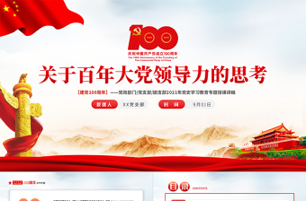 2021關于百年大黨領導力的思考建黨100周年支部黨史黨課學習教育微黨課PPT