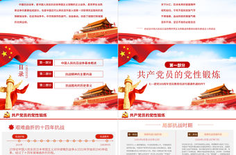 慶祝中國共產黨成立100周年抗戰精神專題講座黨政黨課PPT模板