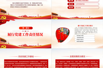 2021年黨建述職評議考核PPT紅色簡潔國企領導抓黨建工作述職報告匯報模板