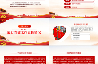 2021年黨建述職評議考核PPT紅色簡潔國企領(lǐng)導(dǎo)抓黨建工作述職報告匯報模板
