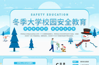 冬季大學(xué)校園安全教育PPT卡通扁平風(fēng)消防人身財產(chǎn)交通安全宣講課件