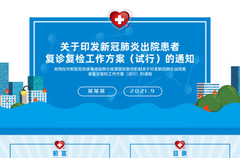 2021新冠肺炎出院患者復診復檢工作方案PPT醫療醫院醫生疾控部門黨建系列模板