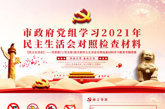 市政府黨組學習2021年民主生活會對照檢查材料PPT黨政風黨支部團支部民主生活會學習教育專題授課課件