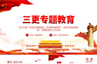 2021三更專題教育PPT黨政風關于開展政治標準要更高黨性要求要更嚴組織紀律性要更強專題教育工作方案黨課課件