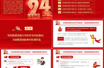 2021黨領導建設強大人民軍隊的歷史經驗PPT熱烈慶祝中國人民解放軍建軍94周年專題黨課模板