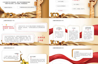 2021建黨100周年回顧百年黨史100個關鍵詞PPT模板（下）