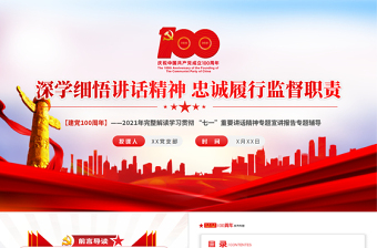 2021深學(xué)細悟講話精神忠誠履行監(jiān)督職責(zé)紀檢部門學(xué)習(xí)七一講話精神監(jiān)察黨課ppt